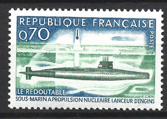 France 1969 - Y & T : 1615 (N**) - Sous-marin : Le Redoutable