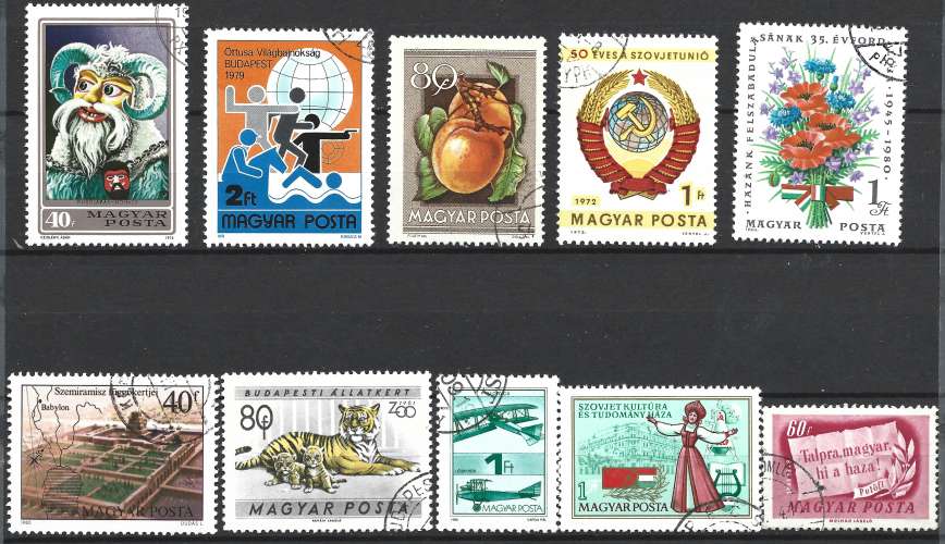 Hongrie -  Petit lot de 10 timbres divers (o)