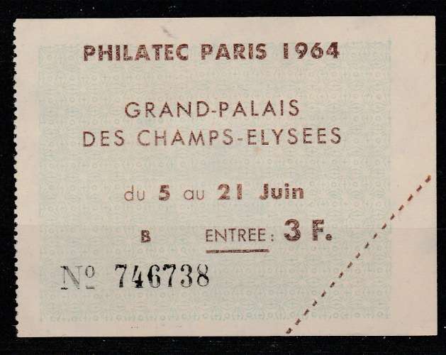 Paris 1964 Ticket d'entrée Philatec