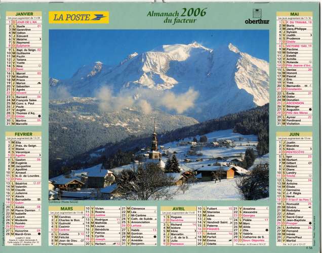 Calendrier 2006 - Almanach du facteur - Intérieur cartes Région Parisienne