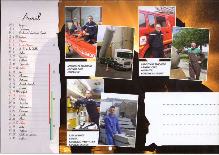 Calendrier des pompiers 2015 - Louvigné du Désert - voir scans