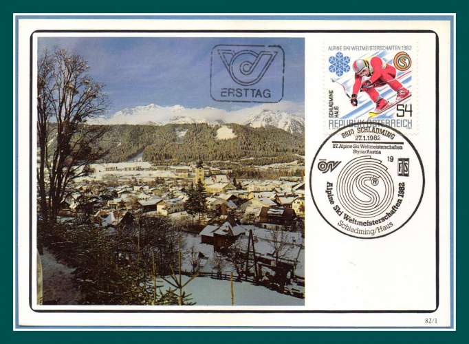 Carte Maximum Autriche 1982 Championnat du Monde de Ski Alpin