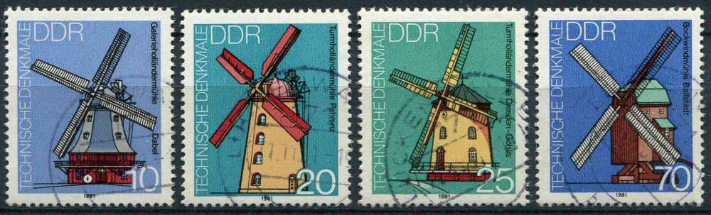 ALLEMAGNE RDA 1981 OBLITERE N° 2312 à 2315 Moulins