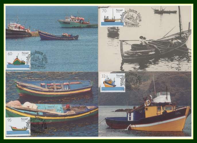 4 Cartes Maximum Portugal MADERE 1990 Bateau de pêche (série complète)