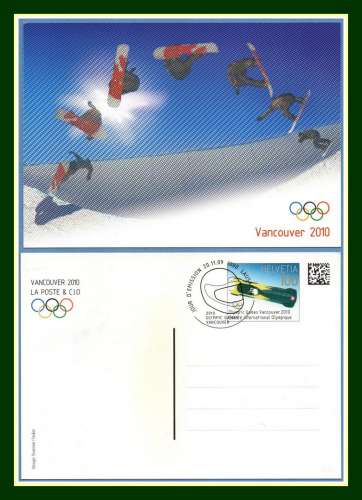 Suisse Entier Postal Maximum Jeux Olympiques Vancouver 2010 Bobsleigh