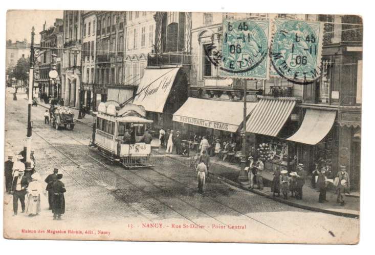 cpa 54 Nancy Rue St-Dizier - Point Central ( Tramway )