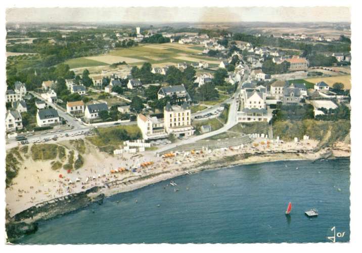 cpsm 29    Le Pouldu la plage ( vue aérienne )