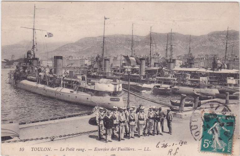 CPA - TOULON - Le Petit Rang, Exercice des Fusiliers.