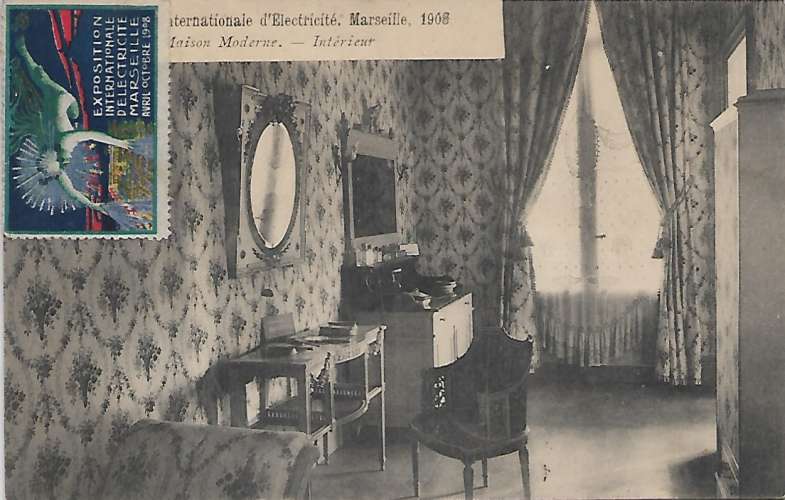 CPA - MARSEILLE - Exposition Internationale d'Électricité 1908 - Maison Moderne, Intérieur.