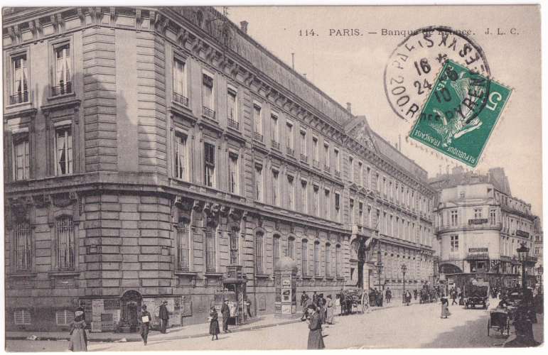 CPA 75 Paris - Banque de France - circulée en 1910