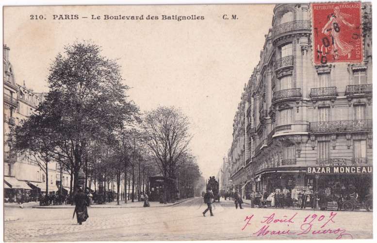 CPA 75 Paris - Le Boulevard des Batignolles - circulée en 1907