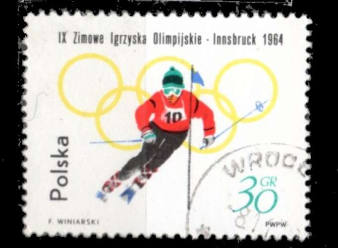 Pologne Yvert N°1323 Oblitéré 1964 JO INNSBRUCK Slalom