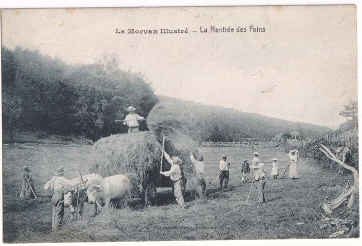 CPA Morvan - La rentrée des foins - écrite