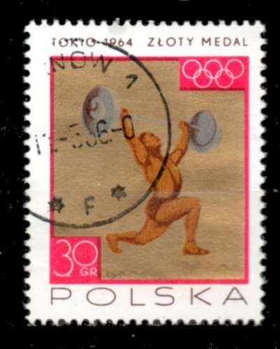 Pologne Yvert N°1472 Oblitéré 1965 JO TOKIO Halterophilie