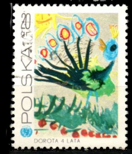 Pologne Yvert N°1926 Oblitéré 1971 UNICEF dessin  PAON