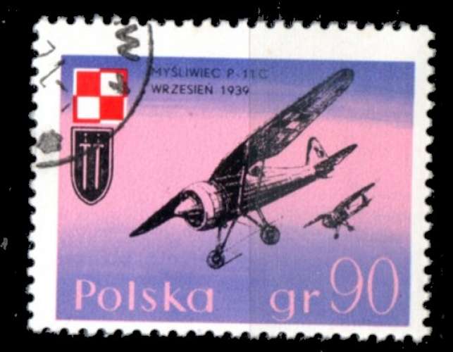 Pologne Yvert N°1966 Oblitéré 1971 Avion Chaseur P11C