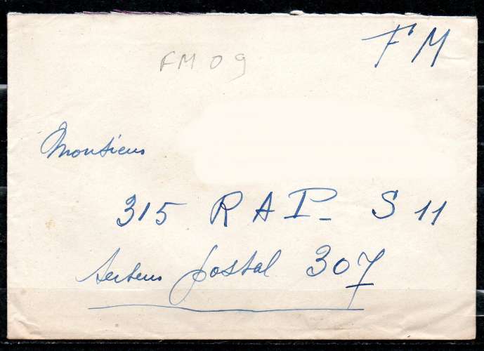 Lettre en FM > Pour un militaire sans cachet postal  (1940 ?)