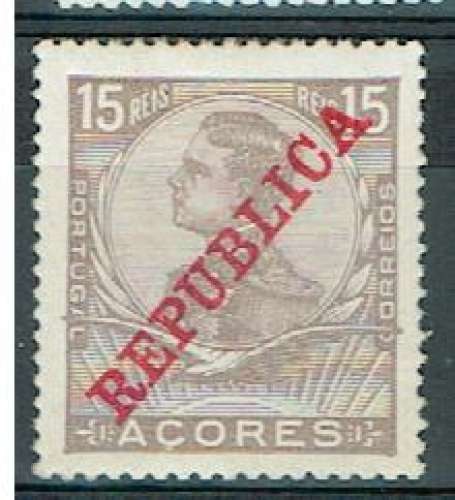 PORTUGAL AÇORES 1910 - YT 126 * MH AVEC SURCHARGE 