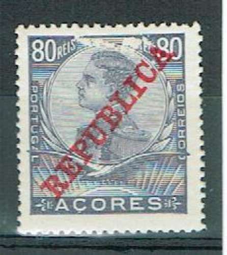 PORTUGAL AÇORES 1910 - YT 131 * MH AVEC SURCHARGE 