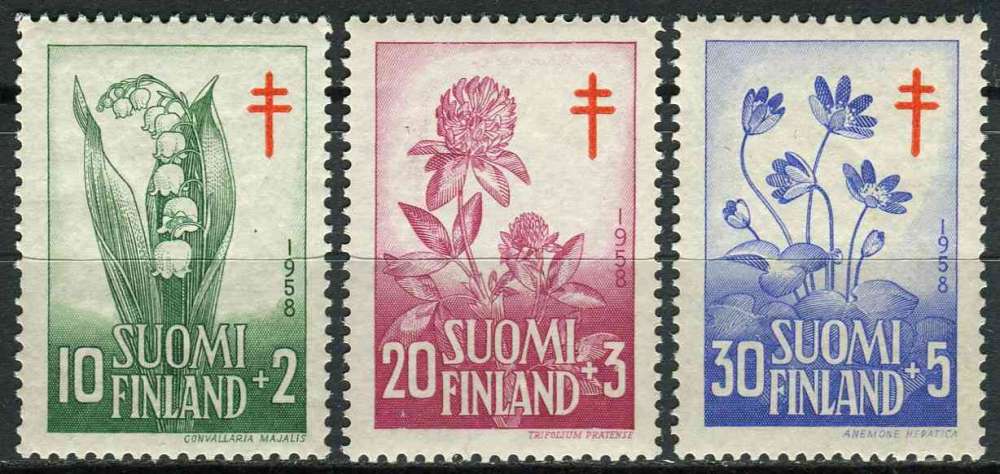 FINLANDE 1958 NEUF** MNH N° 472 à 474 fleurs