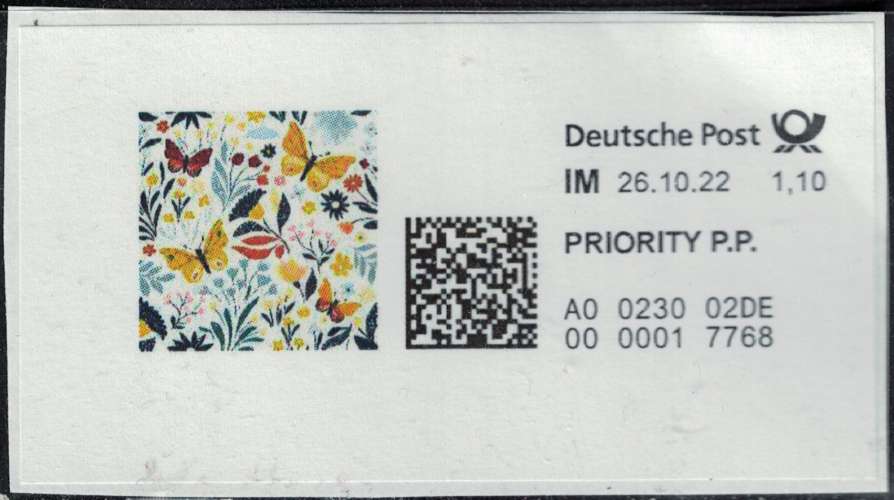 Allemagne Vignette QR Code Papillons et Fleurs SU