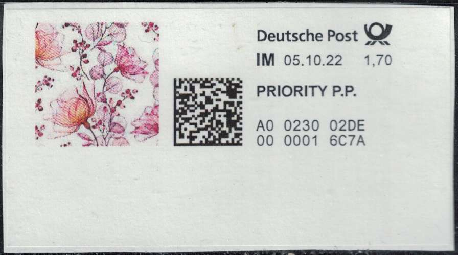 Allemagne Vignette QR Code Fleurs SU