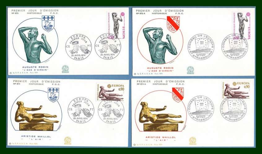 FDC N° 1789 1790 Europa Paris + Strasbourg 1974 