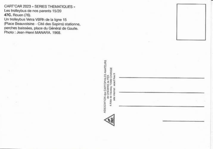 ACACF Car 47 - Trolleybus Vetra - ROUEN - Seine Maritime