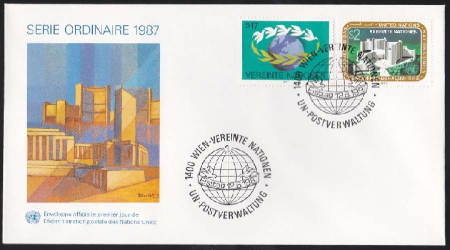 ONU Vienne FDC 1987 N° 77-78 Timbres (1) 