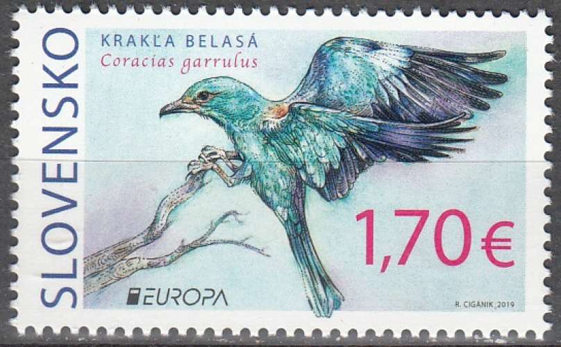 Slovensko 2019 Europa CEPT Oiseau Rollier d'Europe Neuf **