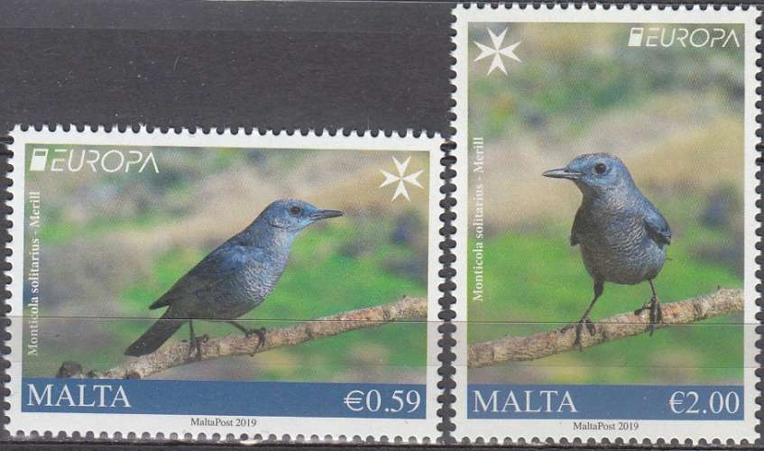 Malta 2019 Europa CEPT Oiseau Monticole merle-bleu Neuf **