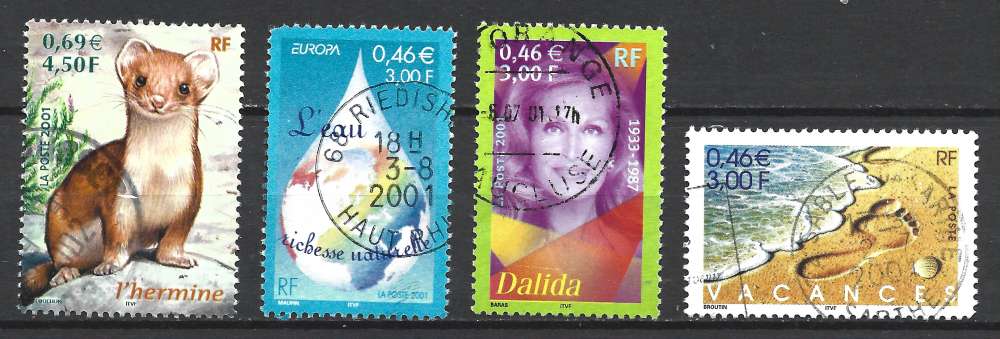 France 2001 - Y & T : 3384, 3388, 3394, 3399 - Petit lot