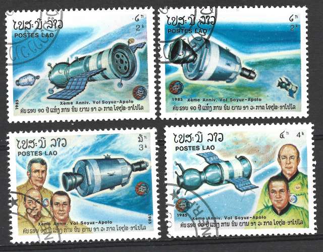 Laos 1985 - Mi : 853 à 856 (o) - Astronautes et Soyuz