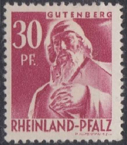 Rhénanie-Palatinat 1948 -1949 Différents motifs Gutenberg (H40) 