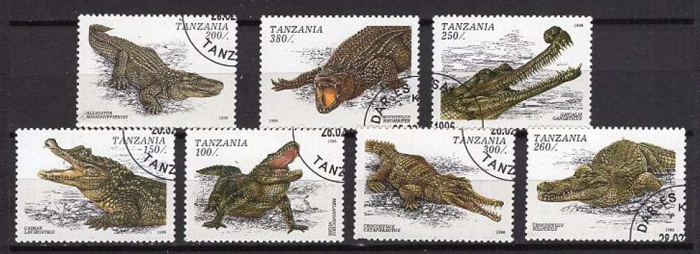 TANZANIE 1996 LES CROCRODILES SERIE COMPLETE OBLITEREE 