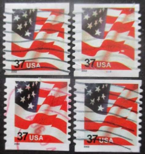 USA N°3332c dentelé verticalement X 4 oblitéré 