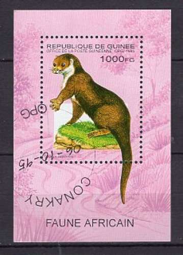 GUINEE 1995 ANIMAUX  LA LOUTRE DU CAP BLOC OBLITERE