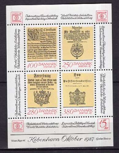 DANEMARK 1986 EXPOSITION PHILATELIQUE HAFNIA 87 BLOC  NEUF**