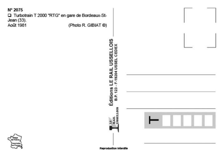 RU 2075 - Turbotrain RTG en gare - BORDEAUX-SAINT-JEAN - Gironde - SNCF