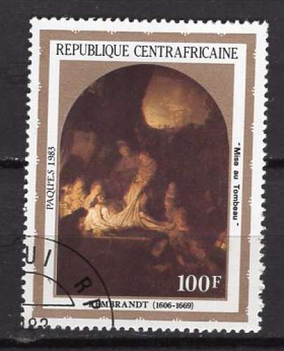 CENTRAFRIQUE 1983 PAQUES TABLEAU DU PEINTRE REMBRANDT   OBLITERE