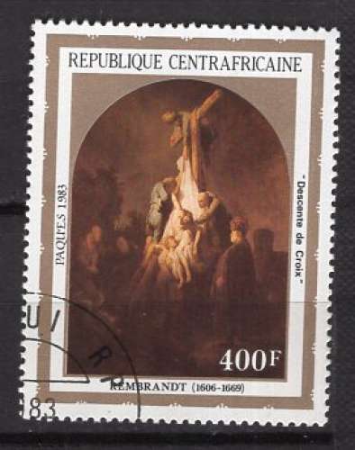 CENTRAFRIQUE 1983 PAQUES TABLEAU DU PEINTRE REMBRANDT   OBLITERE