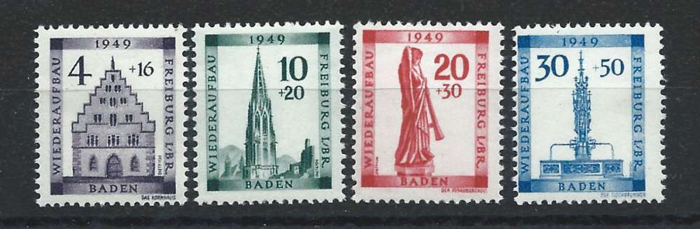 Bade - Zone Française N°42/45** (MNH) 1949 - Monuments