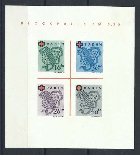 Bade - Zone Française Bloc N°1** (MNH) 1949 - Croix Rouge