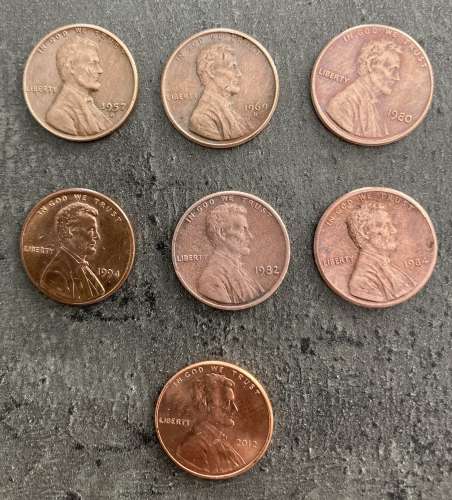 Etats Unis Lot de 7 pièces de 1cent