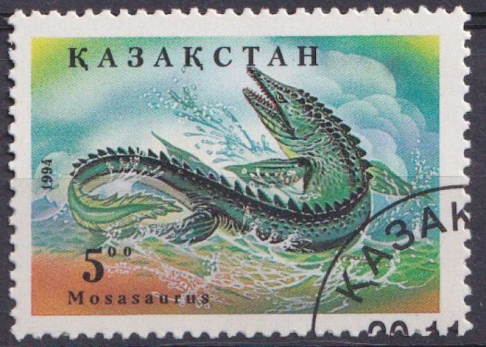 Kazakhstan 1994 Y&T 39 oblitéré - Faune préhistorique - Mosasaurus 