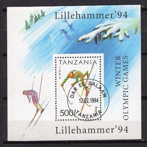 TANZANIE 1994 JEUX OLYMPIQUES HIVER A LILLEHAMMER  BLOC OBLITERE