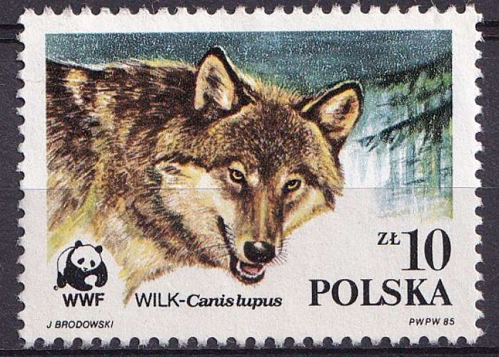 Pologne 1985 Y&T 2788 neuf sans gomme - Loup 