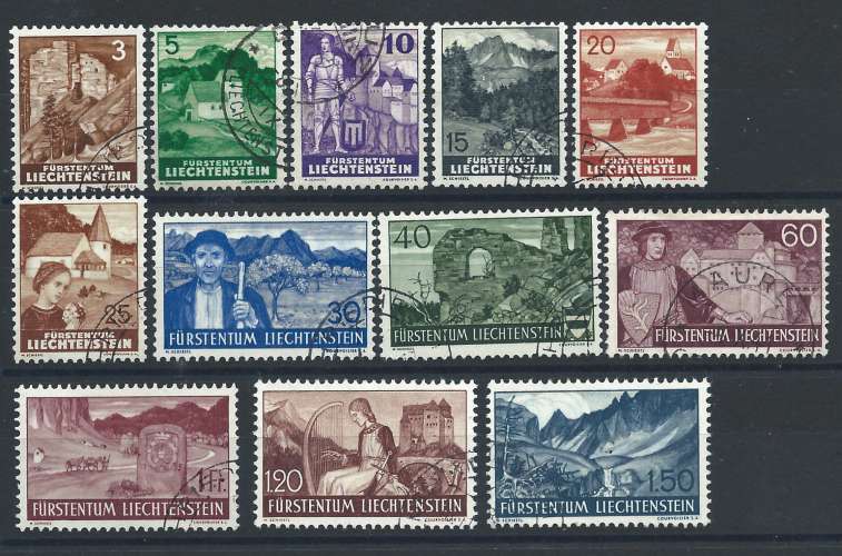 Liechtenstein N°141/52 Obl (FU) 1937/38 - Sujet divers