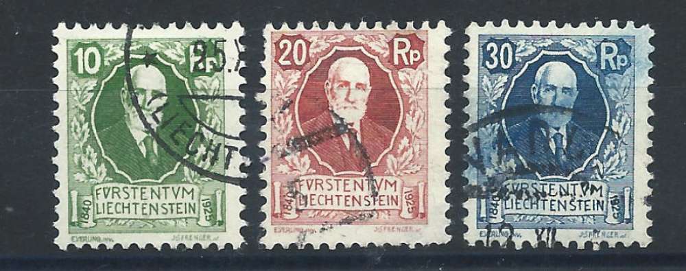 Liechtenstein N°72/74 Obl (FU) 1925 - Prince Jean II