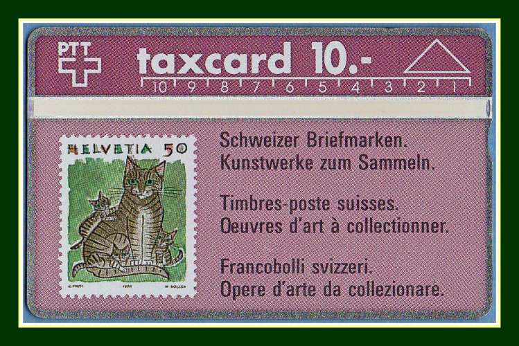  Télécarte Suisse 10 U Timbre Chat minou Neuve 1991